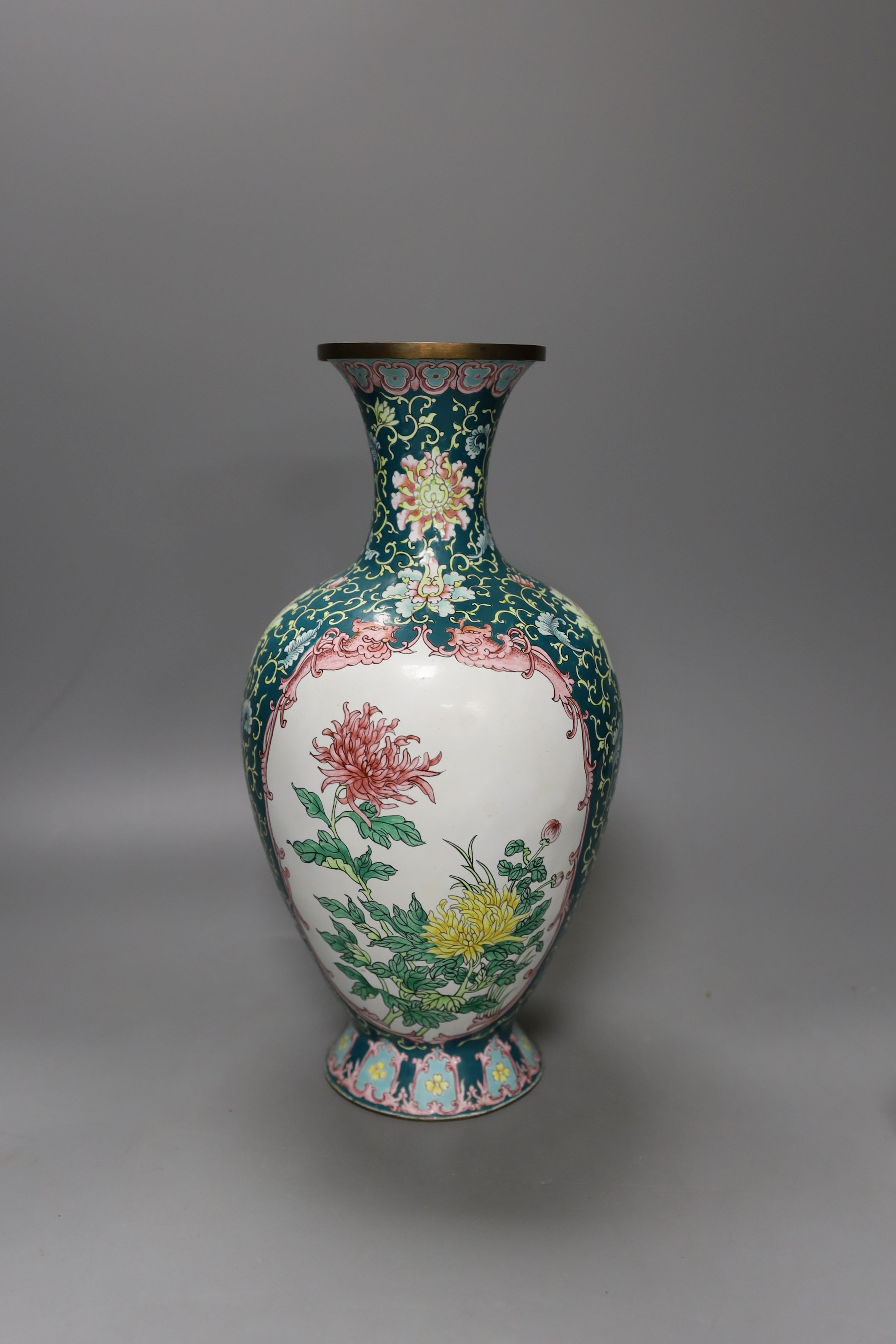 A large Chinese Canton enamel vase, a smaller vase and a box, 19th/20th century (3) - tallest 30cm